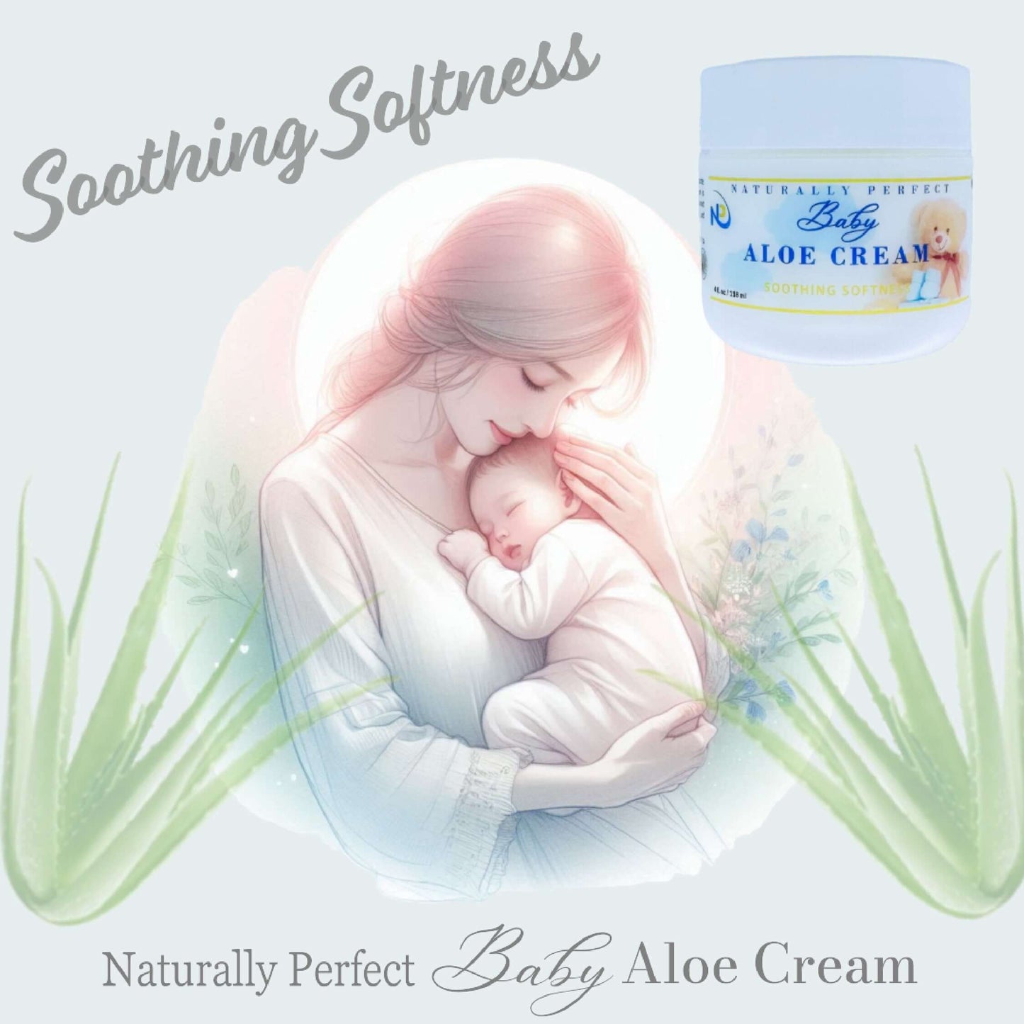 Naturally Perfect Baby Aloe Cream 4oz soothing cream for diaper rash with chamomile scent, safe for babies.